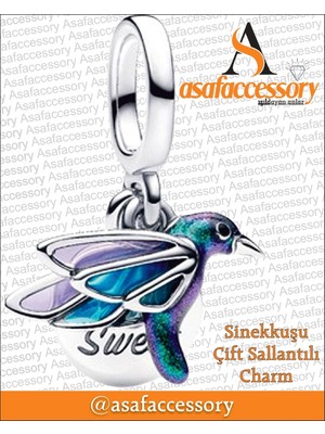 Sinekkuşu Çift Sallantılı Charm Mavi