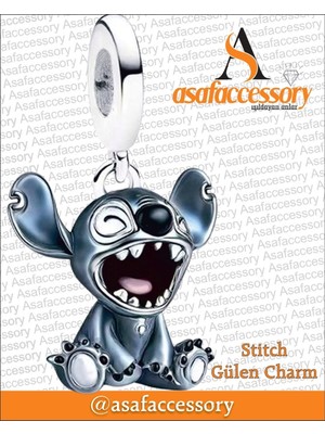 Stitch Gülen Charm Asafaccessory Gümüş