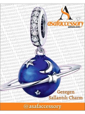 Sallantılı Gezegen Satürn Charm Mavi Gümüş