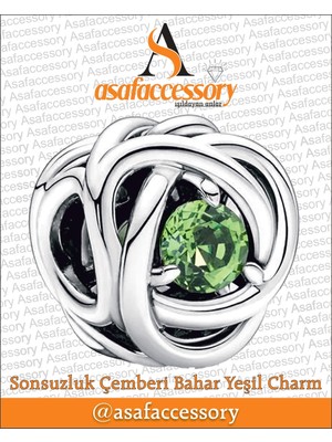 Sonsuzluk Çemberi Bahar Yeşili Charm Gümüş