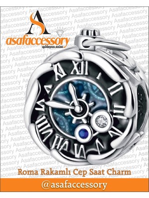 Roma Rakamlı Cep Saat Charm Gümüş