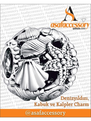 Kafes Işi Istiridye Charm Gümüş Kaplama