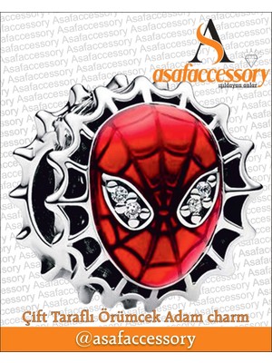 Çift Taraflı Örümcek Adam Charm Asafaccessory Gümüş
