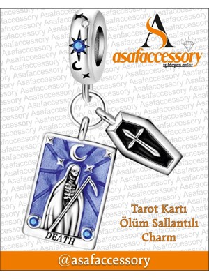 Tarot Kartı Ölüm Sallantılı Charm / Asafaccessory Gümüş