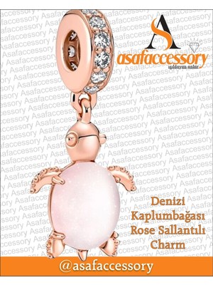 Deniz Kaplumbağası Rose Sallantılı Charm Asafaccessory Gümüş