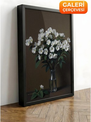 Zestia Siyah Çerçeveli Kanvas Tablo Çiçek Demeti – Pastel Botanik Premium Seri No 102686