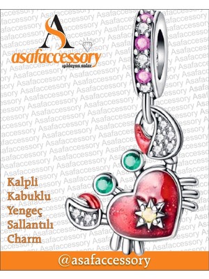 Kalpli Kabuklu Yengeç Charm Asafaccessory Kırmızı