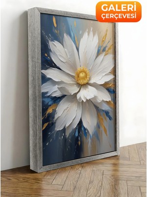 Zestia Gümüş Çerçeveli Kanvas Tablo Parlak Papatya – Modern Sanat Premium Seri No 100217