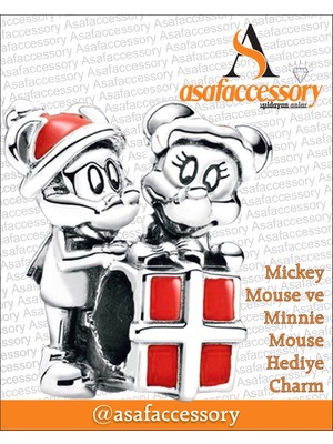 Minnie ve Mickey Hediye Paketi Charm Gümüş Kaplama Kırmızı