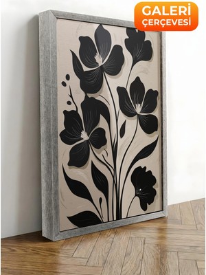 Zestia Gümüş Çerçeveli Kanvas Tablo Çiçek Deseni – Modern Sanat Premium Seri No 112648