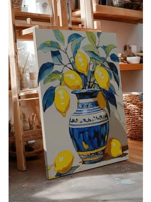 Zestia Kanvas Tablo Limonlu Vazo – Canlı Renkler Premium Seri No 113218