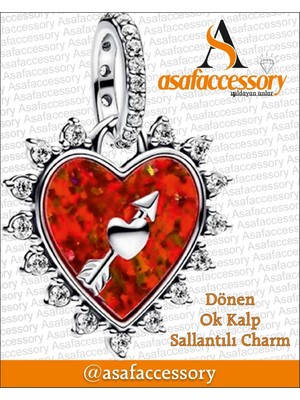 Ok Kalp Sallantılı Charm Asafaccessory Kırmızı