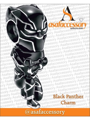 Black Panther Charm Gümüş Kaplama Siyah