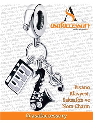 Piyano Nota Sallantılı Charm Asafaccessory Gümüş