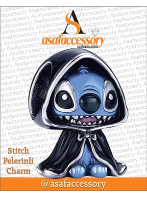Stitch Pelerinli Charm Asafaccessory Mavi