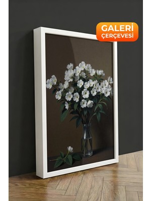 Zestia Beyaz Çerçeveli Kanvas Tablo Çiçek Demeti – Pastel Botanik Premium Seri No 102686