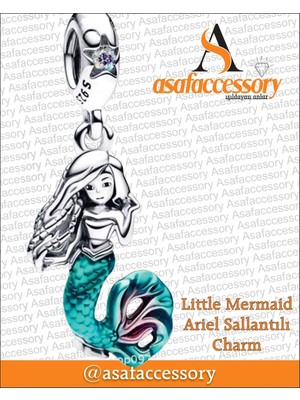 Litte Mermaid Ariel Sallantılı Charm Gümüş