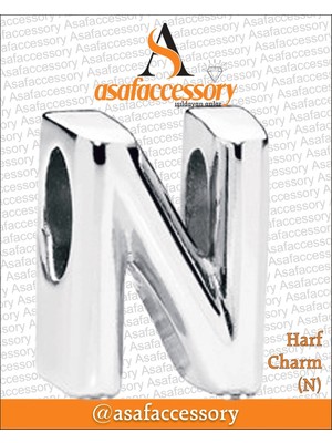 N Harf Charm Gümüş Kaplama