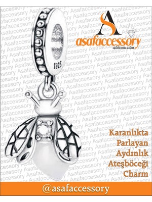 Karanlıkta Parlayan Aydınlık Ateş Böceği Charm Asafaccessory Gümüş