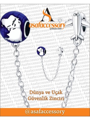 Dünya ve Uçak Güvenlik Zinciri Charm Asafaccessory Mavi
