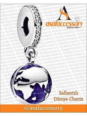 Sallantılı Dünya Charm Gümüş Kaplama Mavi