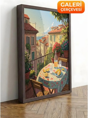Zestia Kahverengi Çerçeveli Kanvas Tablo Toskana Tarzı Balkon Premium Seri No 113390