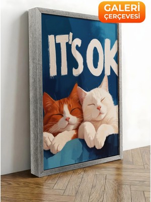 Zestia Gümüş Çerçeveli Kanvas Tablo It’s Ok Tipografik Mizah Premium Seri No 109689