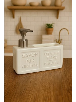 Kitchen Life Sueza Tezgah Üstü Sünger Hazneli Sıvı Sabunluk 750 ml  - Mutfak Banyo Evye Yanı Sabunluk Seti