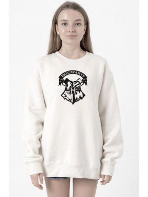 Tshirthane HP Hogwarts Beyaz Kadın 2ip Sweatshirt