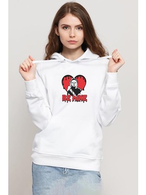 Tshirthane Be Mine Michael Myer Beyaz Kadın 3ip Kapşonlu Sweatshirt