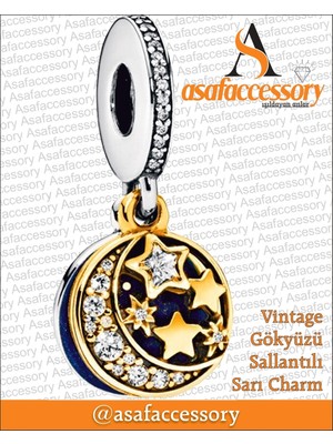 Vintage Gökyüzü Güneş Ay Gold Charm Asafaccessory Gümüş