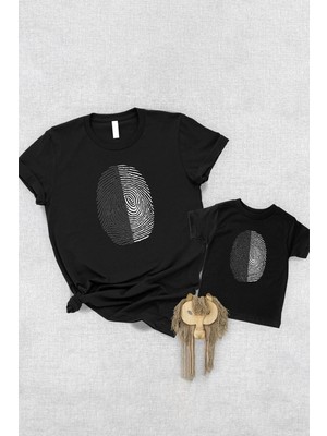 Tshirthane Siyah Beyaz Parmak İzi Baba Oğul Kız TEK ÜRÜN FİYATIDIR KOMBİN YAPMAK İÇİN EN AZ 2 ADET SEPETE EKLE