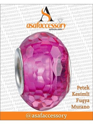 Petek Kesimli Fuşya Murano Gümüş