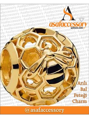 Arılı Bal Peteği Charm Asafaccessory Altın