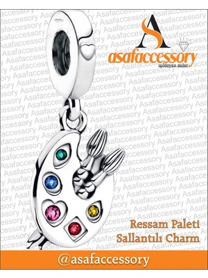 Ressam Paleti Sallantılı Charm Gümüş