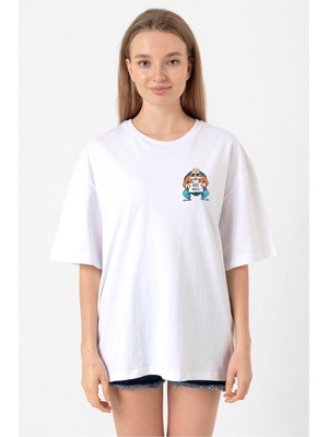 Dragon Ball Z Anime Master Roshi Free Hugs Beyaz Kadın Oversize Tshirt