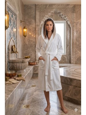 Embays Collection Kapüşonlu Bornoz ,bukle Bornoz, %100 Pamuklu ,hamam Sauna Bornoz Kadın / Unisex Bornoz