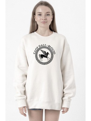 Tshirthane Percy Jackson Camp Half Blood Beyaz Kadın 2ip Sweatshirt