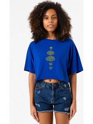 Beyblade Pieces Green Mavi Kadın Crop Tshirt