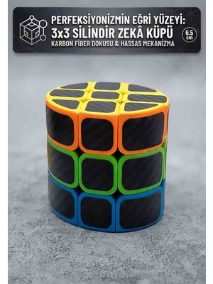 Wolawood Özel Üretim Silindir Zeka Küpü Karbon Fiber Görünümlü Rubik Küp, Eğri Yüzeyli Yüksek Kaliteli Profesyonel Akıl Oyunu