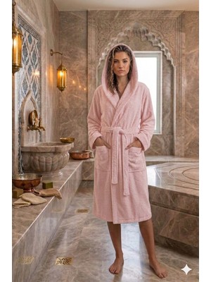 Embays Collection Kapüşonlu Bornoz ,bukle Bornoz, %100 Pamuklu ,hamam Sauna Bornoz Kadın / Unisex Bornoz