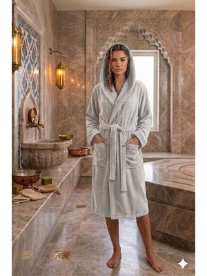 Embays Collection Kapüşonlu Bornoz ,bukle Bornoz, %100 Pamuklu ,hamam Sauna Bornoz Kadın / Unisex Bornoz