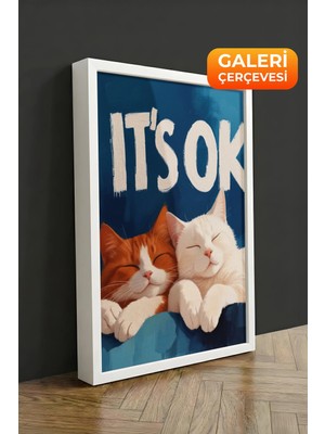 Zestia Beyaz Çerçeveli Kanvas Tablo It’s Ok Tipografik Mizah Premium Seri No 109689