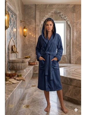 Embays Collection Kapüşonlu Bornoz ,bukle Bornoz, %100 Pamuklu ,hamam Sauna Bornoz Kadın / Unisex Bornoz