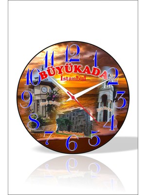 M3 Decorium Bombe Camlı İstanbul Büyükada Deniz Günbatımı Ayayorgi Saat Kulesi Rum Yetimhanesi Manzaralı Sessiz Kayar Saniyeli Akar Mekanizma Duvar Saati