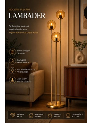 Lumexx Judy 3 Lü Eskitme Bal Camlı Lambader