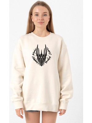 Tshirthane The Rings Of Power Sketch Ekru Kadın 2ip Sweatshirt