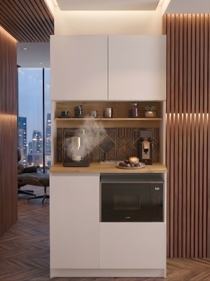 Freehome Premium Mdf Ürün Senza Modern Kahve Köşesi & Çok Amaçlı Mutfak Dolabı - Minimalist Kahve Istasyonu