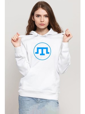 Tshirthane Kırım Tatar Tamga Beyaz Kadın 3ip Kapşonlu Sweatshirt