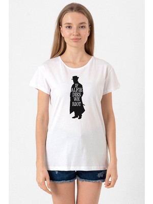 Peaky Blinders Alfie Dies Halloween Beyaz Kadın Bisikletyaka Tshirt